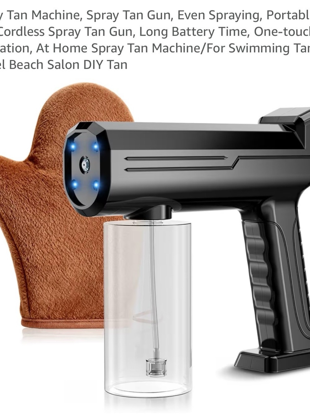 Cordless Spray Tan Gun with Clear Solution Bottle - Black & Transparent